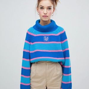 Lazy Oaf Stripey Roll Neck Jumper